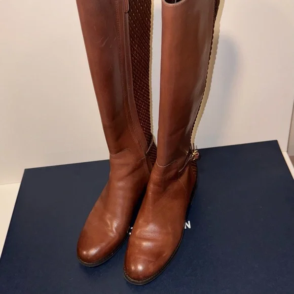 Cole Haan Isabel Stretch Knee High Brown Riding Boots - Picture 3 of 9